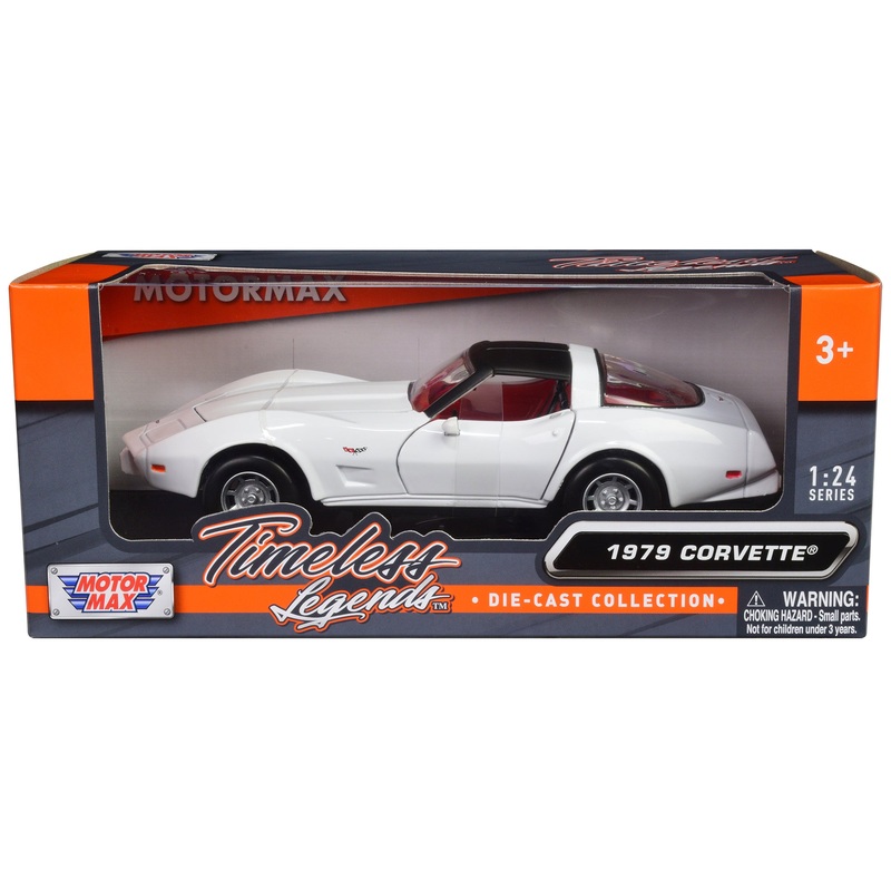 1979 Chevrolet Corvette C3 White with Black Top and Red Interior “Timeless Legends” Series 1/24 Diecast Car Model by Motormax