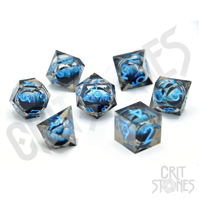 CritStones –  Resin RPG Dice Set – Water Dragon’s Gaze Floating Eye
