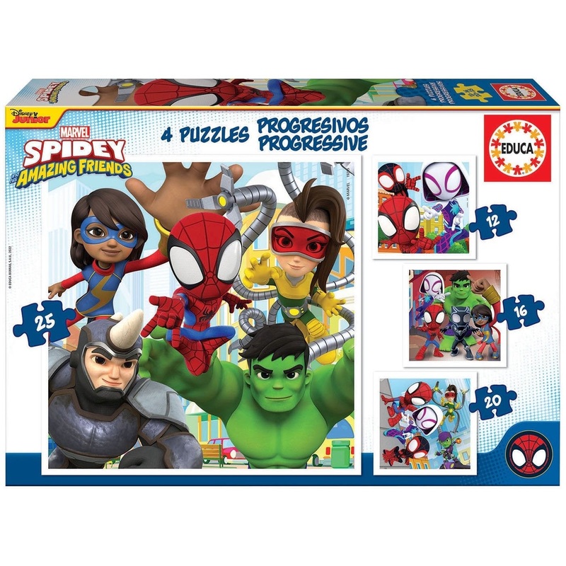 Educa – Multi 4 Puzzles – Spidey & Friends (12-16-20-25pcs)