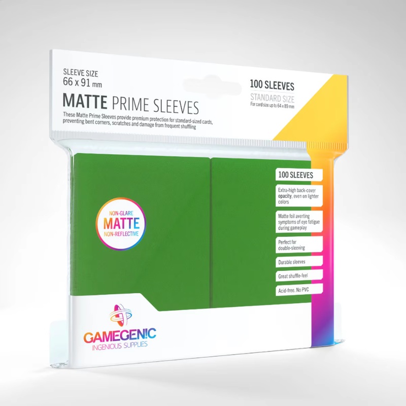 GameGenic – MATTE Prime Sleeves: 66mm x 91mm Green (100)