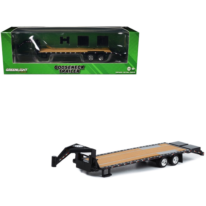 Gooseneck Trailer Black (In Box) 1/64 Diecast Model Car by Greenlight