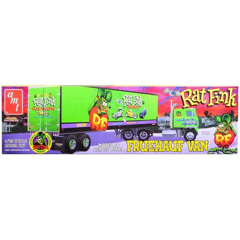 Skill 3 Model Kit Fruehauf FB Beaded Panel Van Trailer “Rat Fink” 1/25 Scale Model by AMT