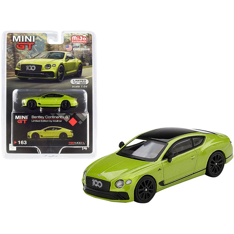 Bentley Continental GT Limited Edition by Mulliner Green Metallic with Black Top Limited Edition to 1800 pieces Worldwide 1/64 Diecast Model Car by Mini GT