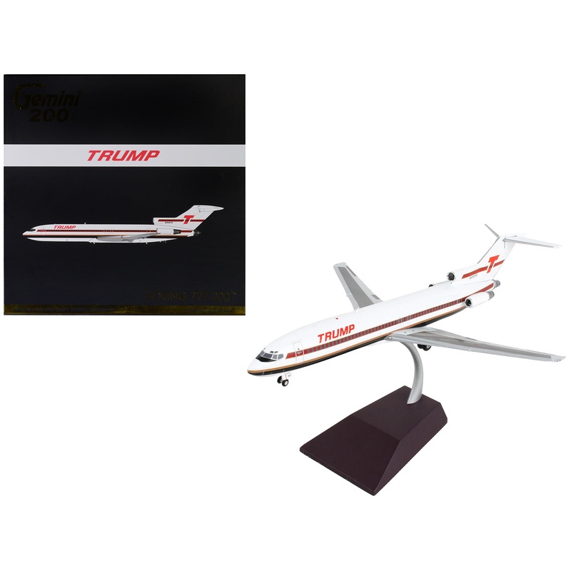 Boeing 727-200 Commercial Aircraft “Trump Shuttle” White with Red Stripes “Gemini 200” Series 1/200 Diecast Model Airplane by GeminiJets