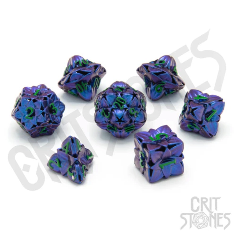 CritStones –  Metal RPG Dice Set – Shadowbloom (Hollow)
