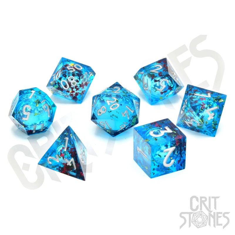 CritStones –  Resin RPG Dice Set – Mermaid’s Maelstrom (Liquid Core)