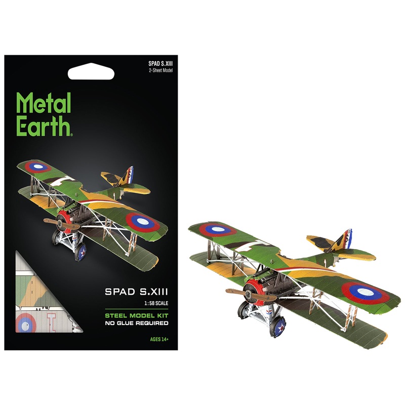 Model Kit SPAD S.XIII Fighter Aircraft “World War I” French Air Force (Moderate Difficulty) Steel Model by Metal Earth