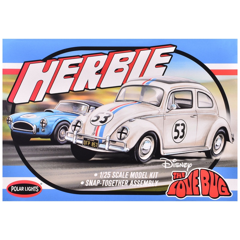 Skill 2 Model Kit Volkswagen Beetle Herbie “The Love Bug” (1969) Movie 1/25 Scale Model by Polar Lights