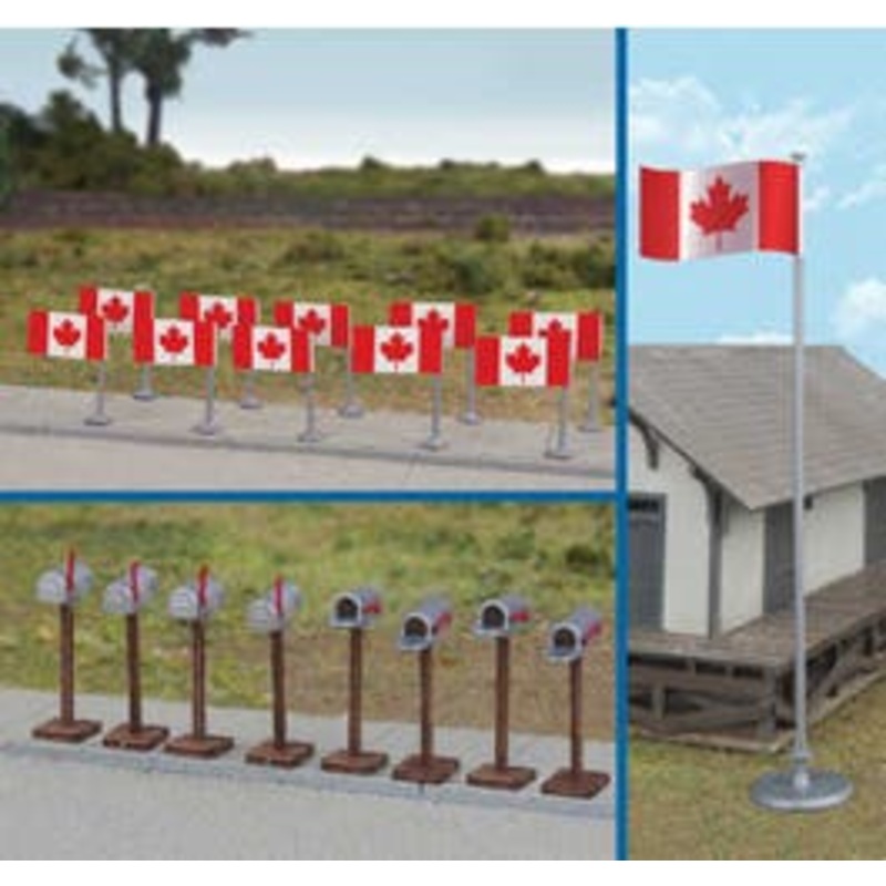 Walthers #949-4172 Canadian Flags and Mailboxes