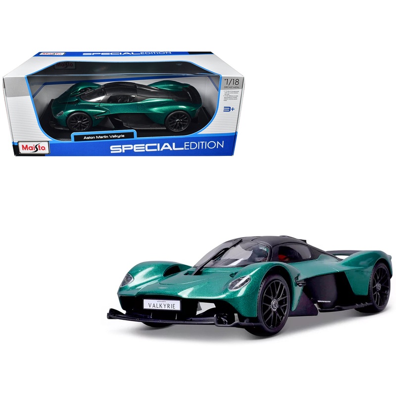 Aston Martin Valkyrie Green Metallic with Matt Black Top “Special Edition” Series 1/18 Diecast Model Car by Maisto