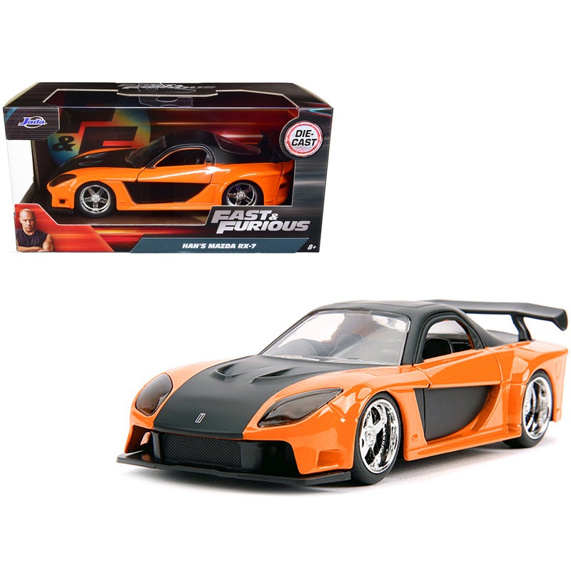 Han’s Mazda RX-7 RHD (Right Hand Drive) Orange Metallic and Black “Fast & Furious” Movie 1/32 Diecast Model Car by Jada