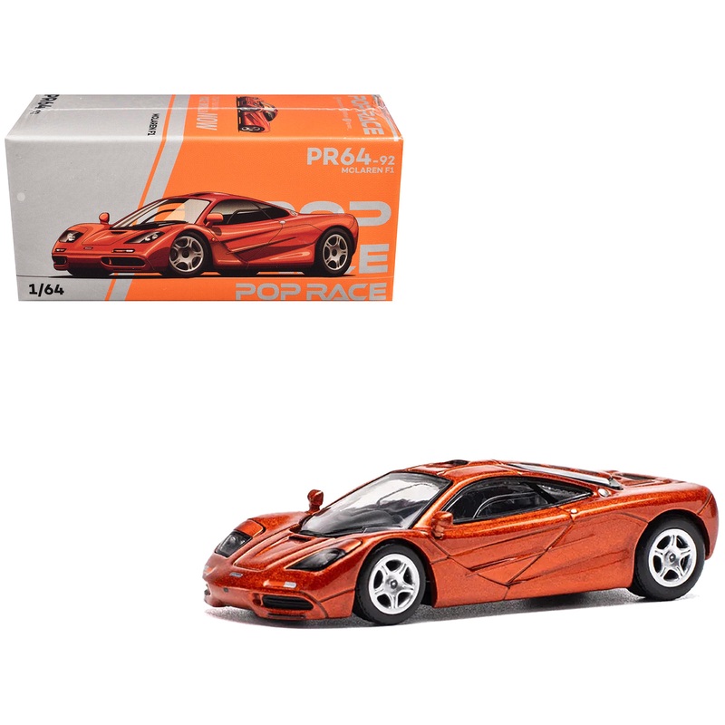 McLaren F1 Orange Metallic 1/64 Diecast Model Car by Pop Race