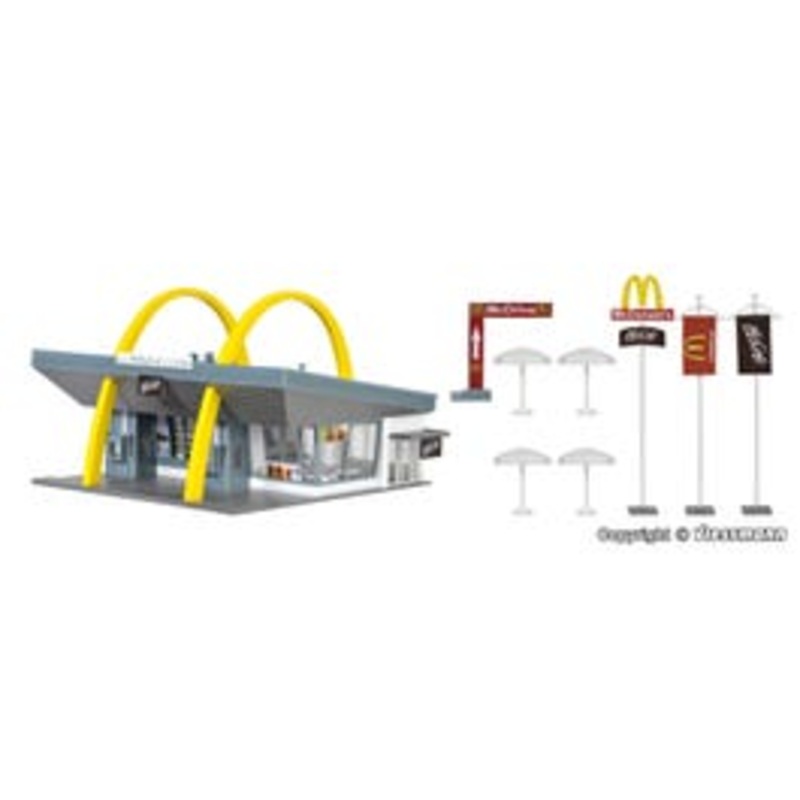 Vollmer 43634  HO McDonald`s fast food restaurant with drive thru kit