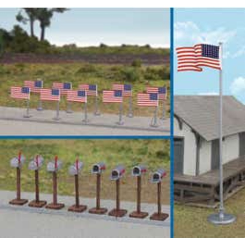 Walthers #949-4171 American Flags and Mailboxes