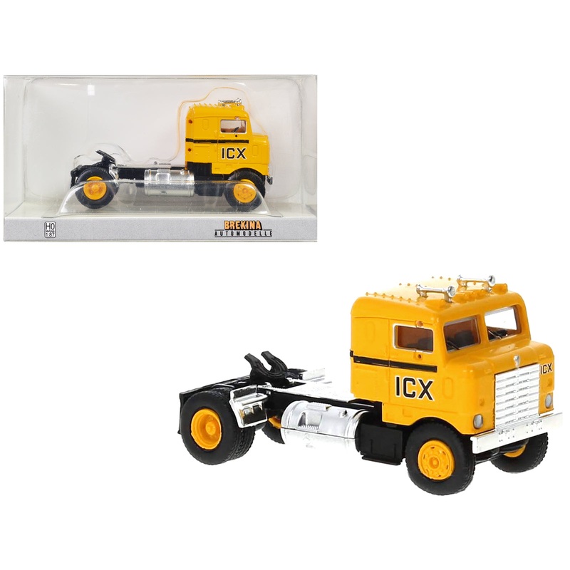 1950 Kenworth Bullnose Truck Tractor Yellow with Black Stripes “ICX” 1/87 (HO) Scale Model Car by Brekina