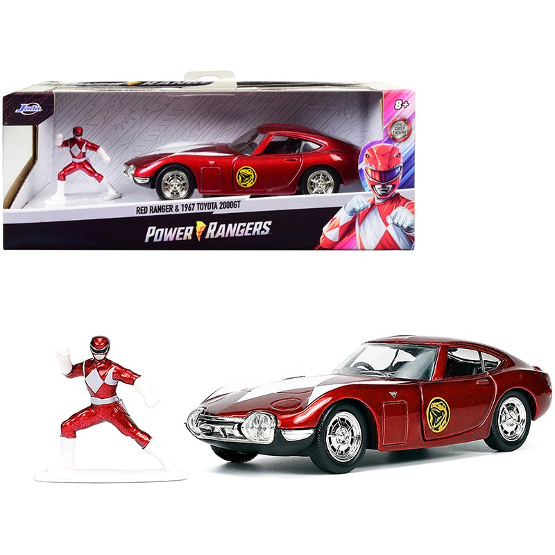 1967 Toyota 2000GT RHD (Right Hand Drive) Red Metallic and Red Ranger Diecast Figurine “Power Rangers” “Hollywood Rides” Series 1/32 Diecast Model Car by Jada