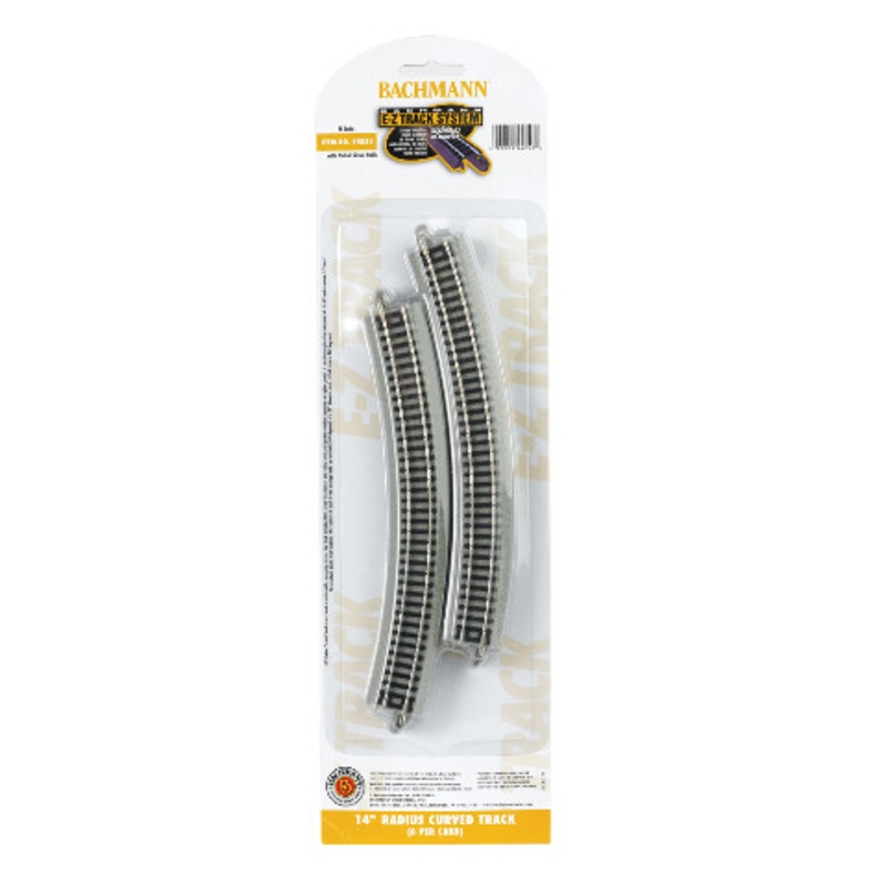 Bachmann 44853 N Scale E-Z Track 14″ Radius Curved Track (6/card)
