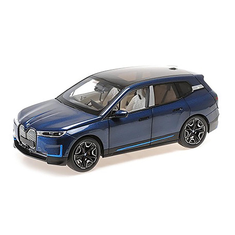 BMW iX Blue Metallic 1/18 Diecast Model Car by Minichamps