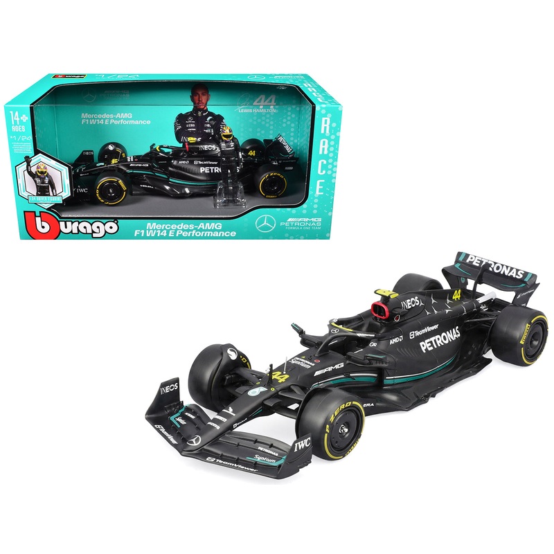 Mercedes-AMG F1 W14 E Performance #44 Lewis Hamilton “Petronas” Formula One F1 “World Championship” (2023) with Driver Figure “Race” Series 1/24 Diecast Model Car by Bburago