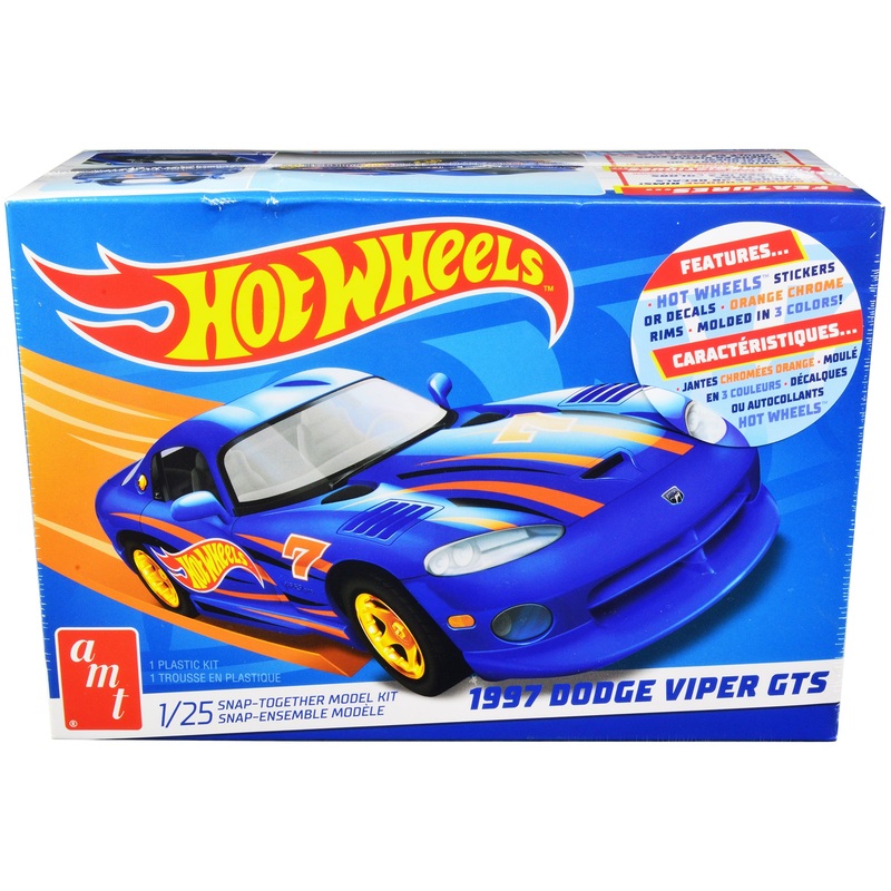 Skill 1 Snap Model Kit 1997 Dodge Viper GTS “Hot Wheels” 1/25 Scale Model by AMT