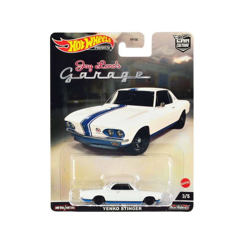 1966 Chevrolet Corvair Yenko Stinger White with Blue Stripes “Jay Lenos Garage” Diecast Model Car by Hot Wheels