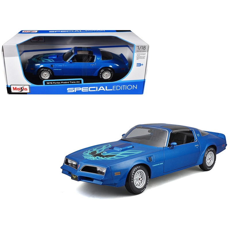 1978 Pontiac Firebird Trans Am Blue Metallic with Hood Graphics “Special Edition” Series 1/18 Diecast Model Car by Maisto
