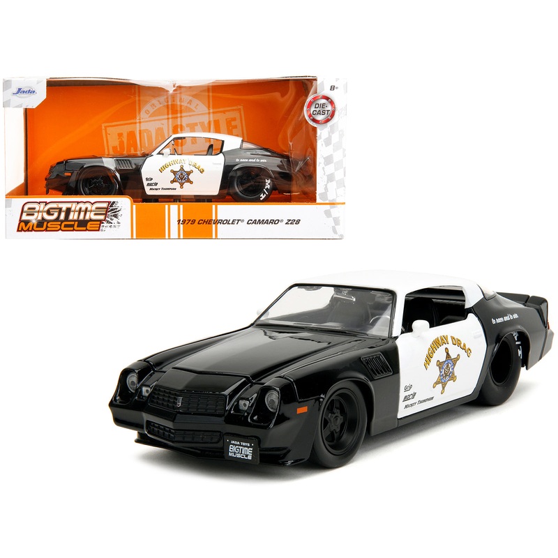1979 Chevrolet Camaro Z28 Police Black and White “Highway Drag” “Bigtime Muscle” Series 1/24 Diecast Model Car by Jada