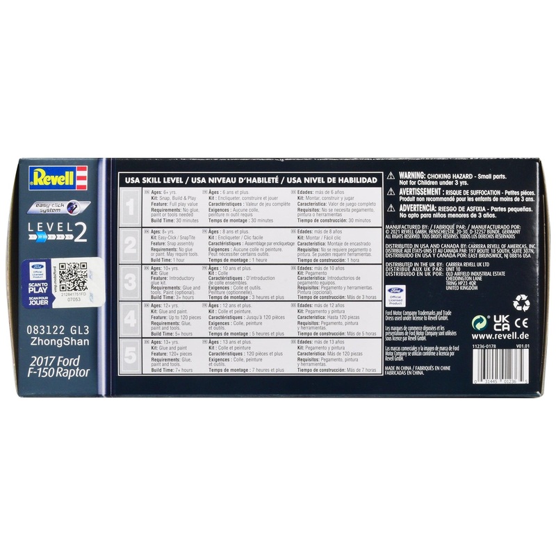 Level 2 Easy-Click Model Kit 2017 Ford F-150 Raptor Pickup Truck 1/25 Scale Model by Revell