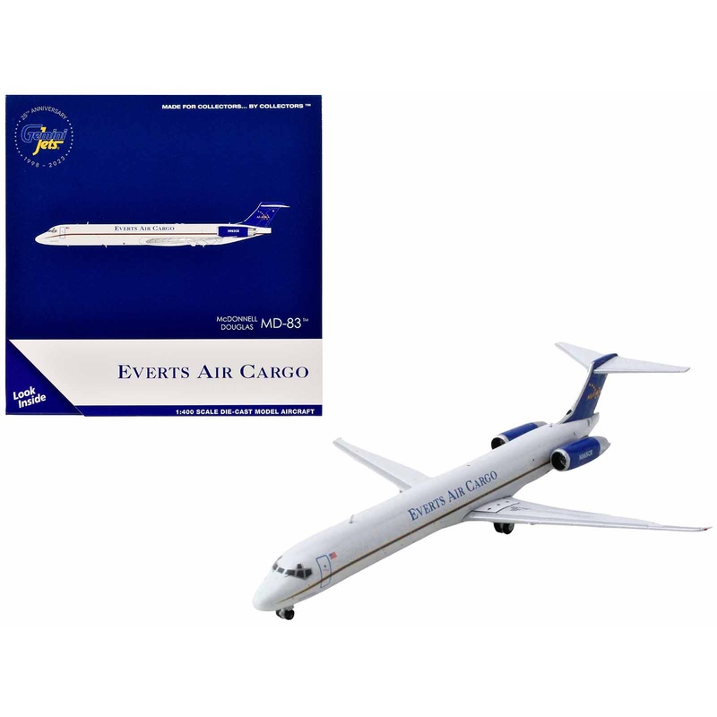 McDonnell Douglas MD-83 Commercial Aircraft “Everts Air Cargo” (N965CE) White with Blue Tail 1/400 Diecast Model Airplane by GeminiJets