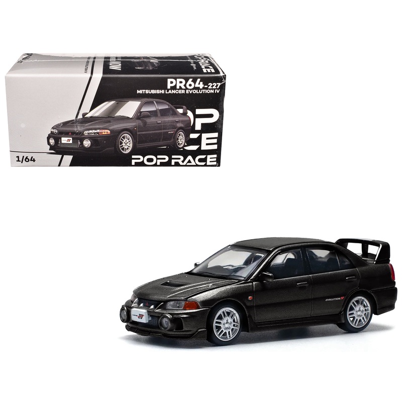 Mitsubishi Lancer Evolution IV RHD (Right Hand Drive) Pyrenees Black Pearl 1/64 Diecast Model Car by Pop Race