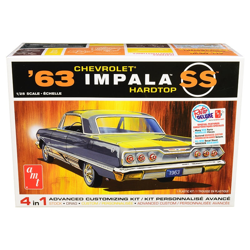 Skill 2 Model Kit 1963 Chevrolet Impala SS Hardtop 4 in 1 Kit 1/25 Scale Model by AMT