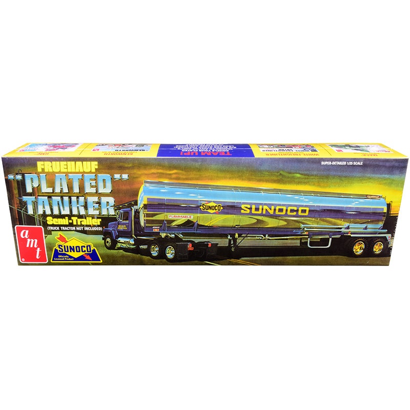 Skill 3 Model Kit Fruehauf Plated Tanker Semi-Trailer “Sunoco” 1/25 Scale Model by AMT