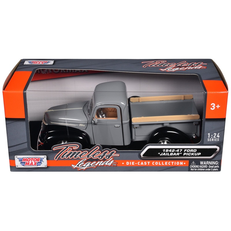 1942-47 Ford “Jailbar” Pickup Truck Gray and Black “Timeless Legends” Series 1/24 Diecast Model Car by Motormax