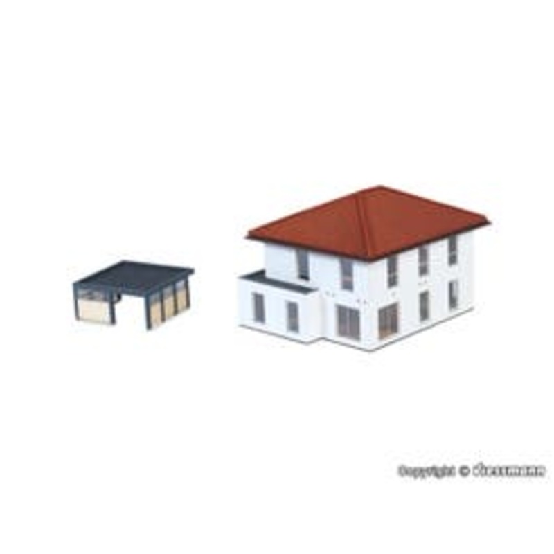Kibri 38336  HO Cube house Mia with carport – Polyplate kit