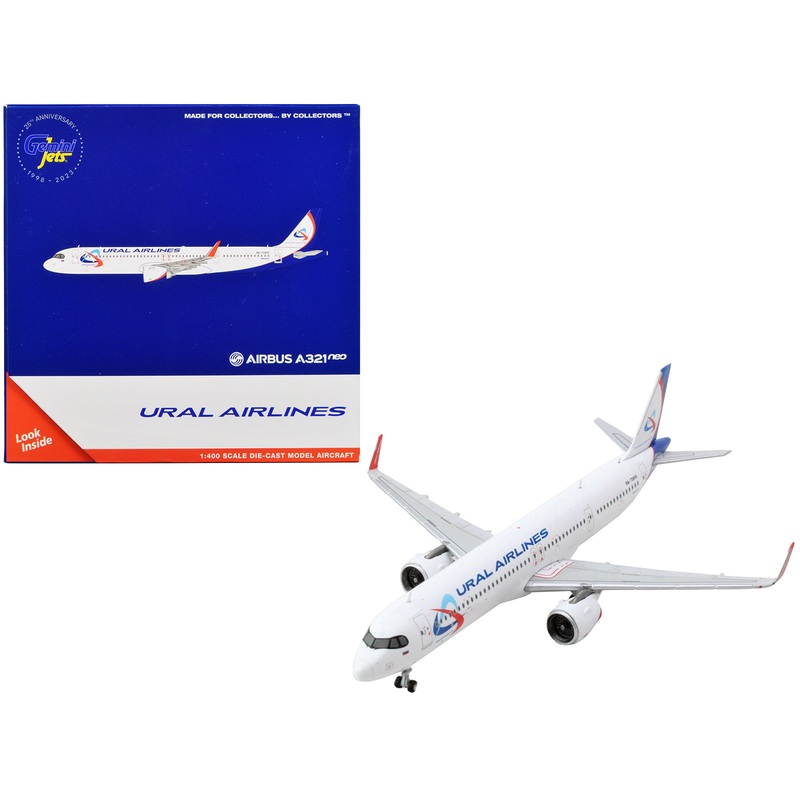Airbus A321neo Commercial Aircraft “Ural Airlines” White with Blue Tail 1/400 Diecast Model Airplane by GeminiJets