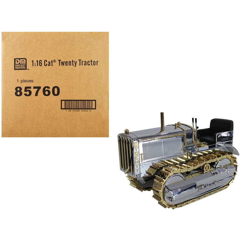 CAT Caterpillar Twenty Tractor “100th Anniversary” Chrome and Gold “Centennial Series” 1/16 Diecast Model by Diecast Masters