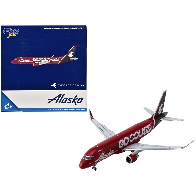 Embraer ERJ-175 Commercial Aircraft “Alaska Airlines/Horizon – Washington State Cougars” (N661QX) Red with Gray Tail 1/400 Diecast Model Airplane by GeminiJets