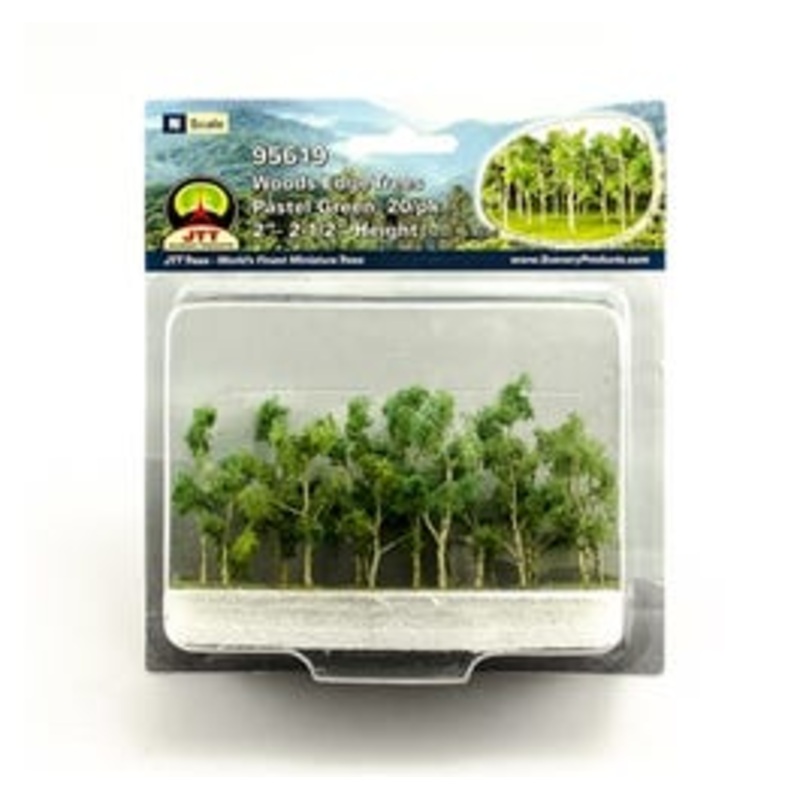 JTT 95619 N Woods Edge Trees, Pastel Green, 2″ to 2.5″, 20/pk