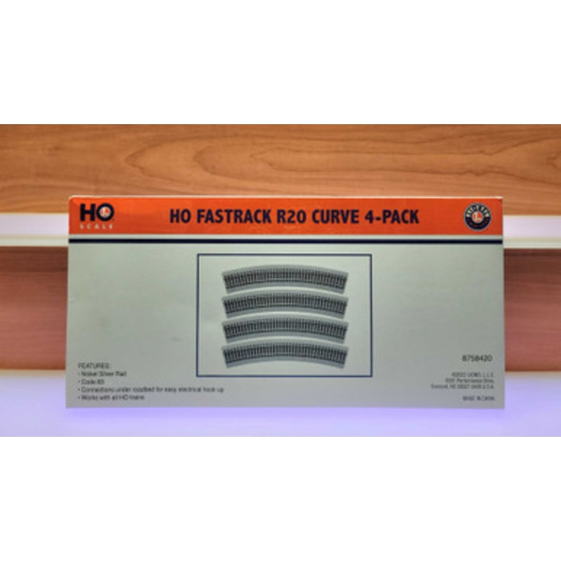 Lionel 8758420 HO Scale Fastrack R20 Curve Track (Pack of 4)