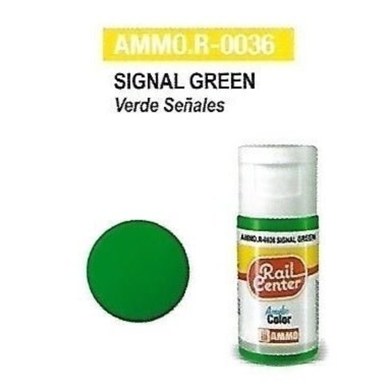Rail Center Paint R-0036, Signal Green, 15ml bottle, Acrylic Paint