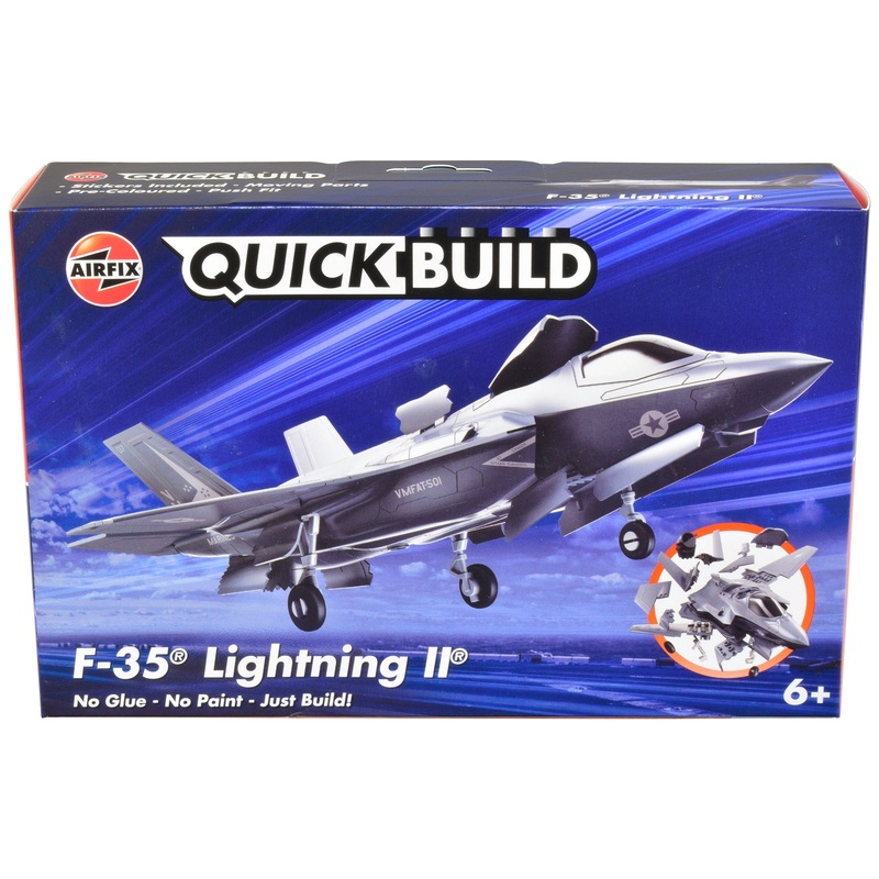 Skill 1 Model Kit F-35 Lightning II Snap Together Painted Plastic Model Airplane Kit by Airfix Quickbuild