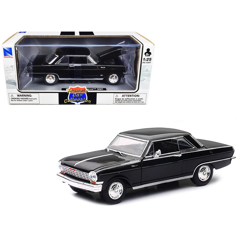 1964 Chevrolet Nova SS Black “Muscle Car Collection” 1/25 Diecast Model Car by New Ray