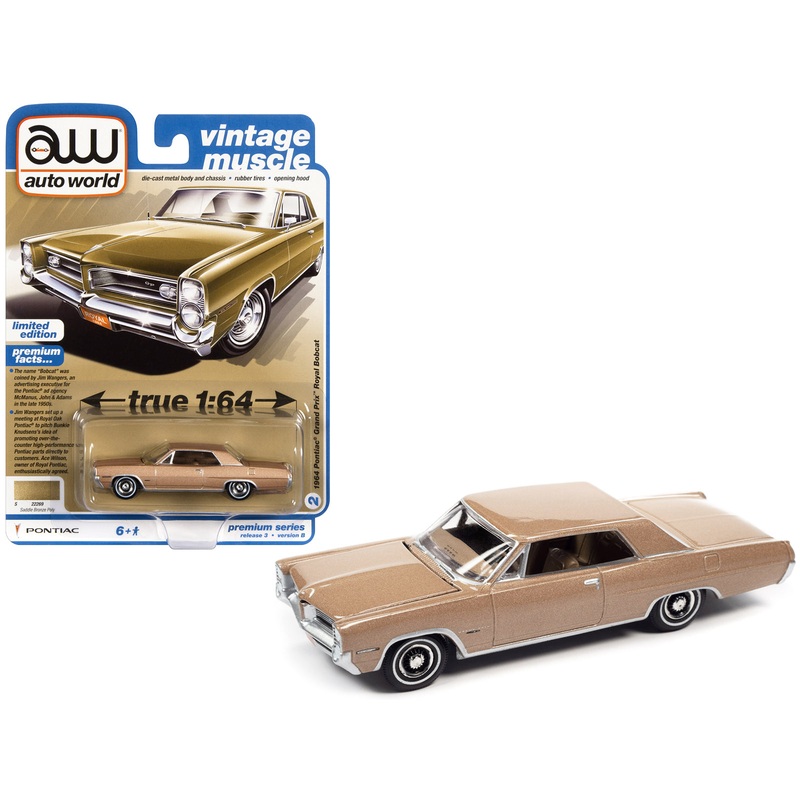 1964 Pontiac Grand Prix Royal Bobcat Saddle Bronze Metallic “Vintage Muscle” Limited Edition 1/64 Diecast Model Car by Auto World