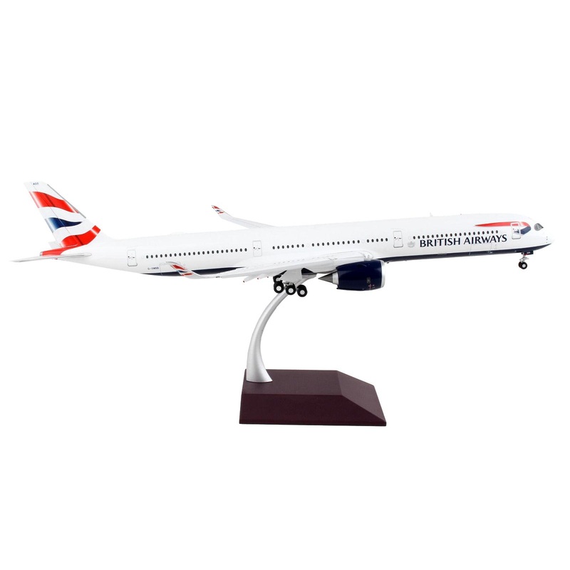 Airbus A350-1000 Commercial Aircraft with Flaps Down “British Airways” White with Striped Tail “Gemini 200” Series 1/200 Diecast Model Airplane by GeminiJets