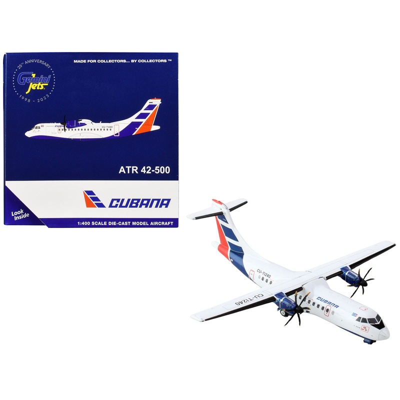ATR 42-500 Commercial Aircraft “Cubana Airlines” (CU-T1240) White with Red and Blue Stripes 1/400 Diecast Model Airplane by GeminiJets