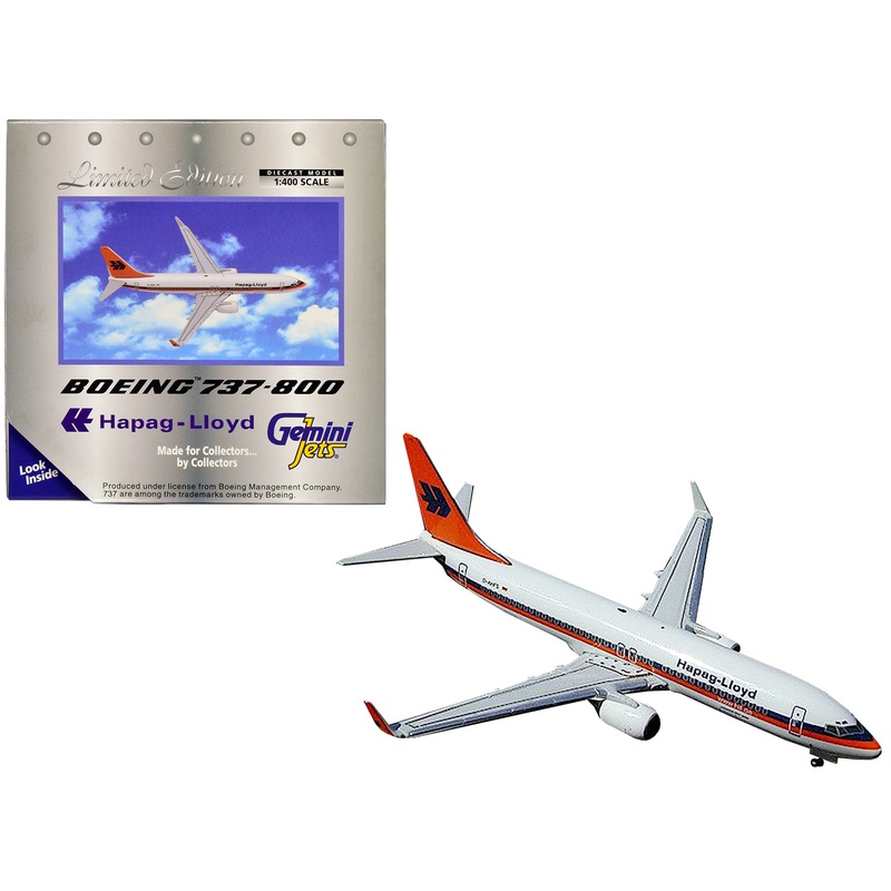 Boeing 737-800 Commercial Aircraft “Hapag-Lloyd” White with Orange and Blue Stripes 1/400 Diecast Model Airplane by GeminiJets