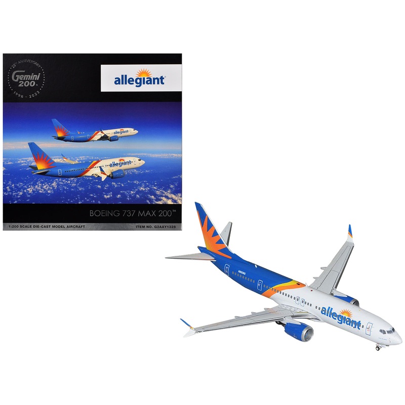 Boeing 737 MAX 8 Commercial Aircraft “Allegiant Air” (N810MG) White and Blue with Graphics “Gemini 200” Series 1/200 Diecast Model Airplane by GeminiJets