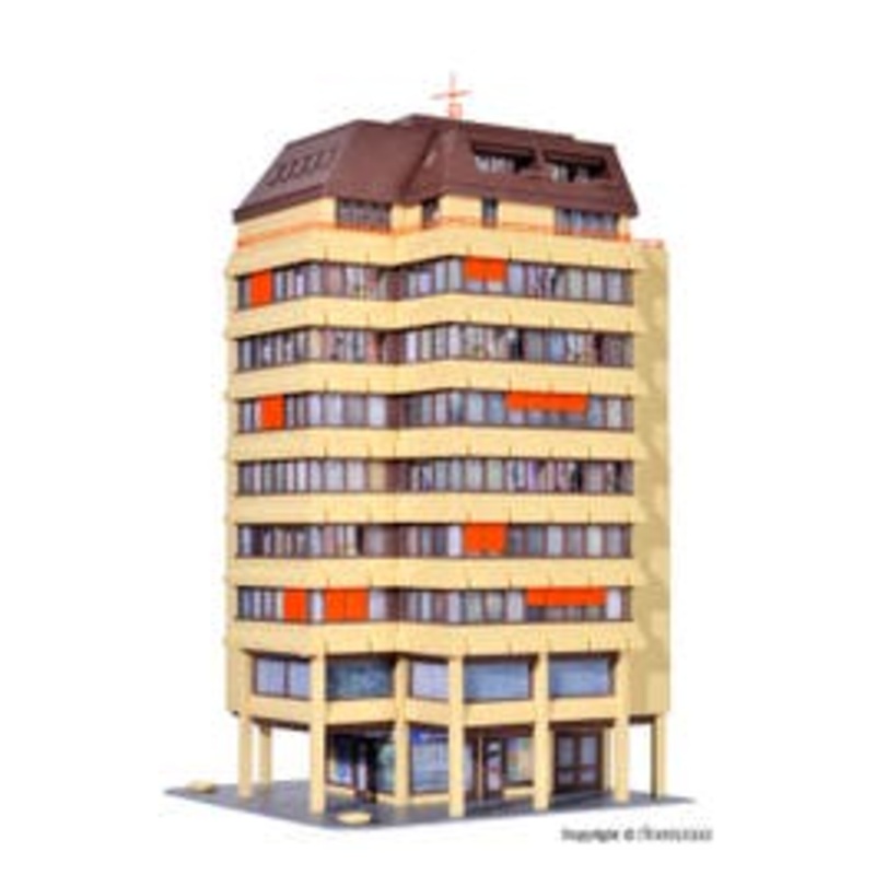 Kibri 38218  HO High-rise building w/ shopping centre and penthouse w/ interior lighting kit