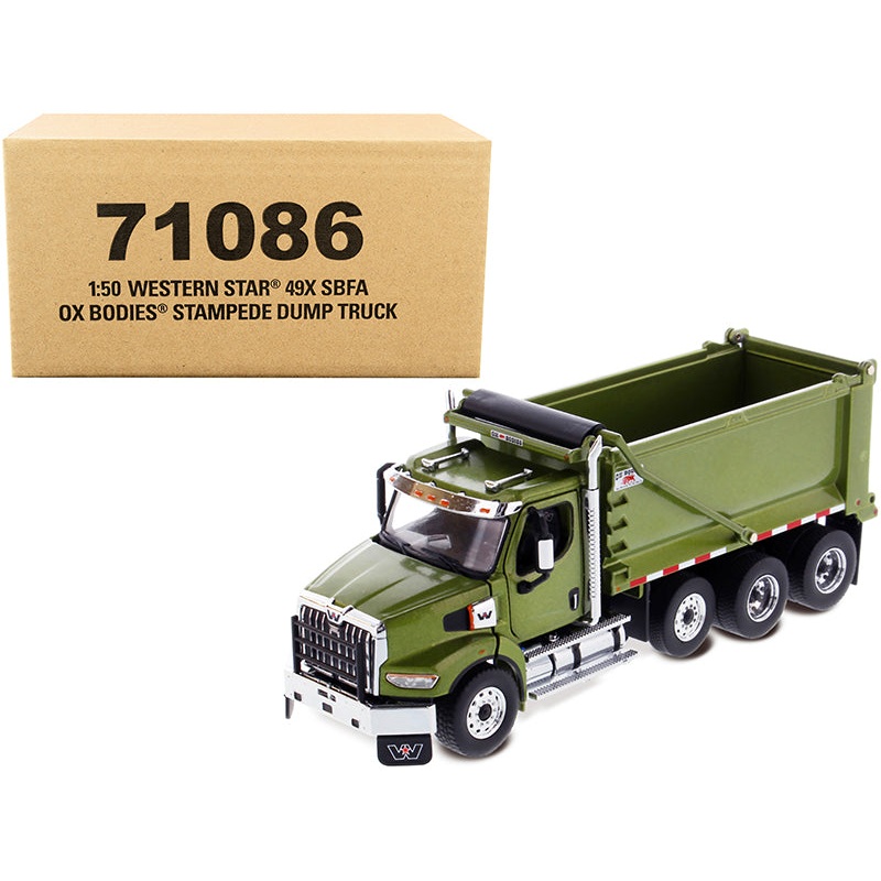 Western Star 49X SBFA OX Bodies Stampede Dump Truck Olive Green Metallic “Transport Series” 1/50 Diecast Model by Diecast Masters