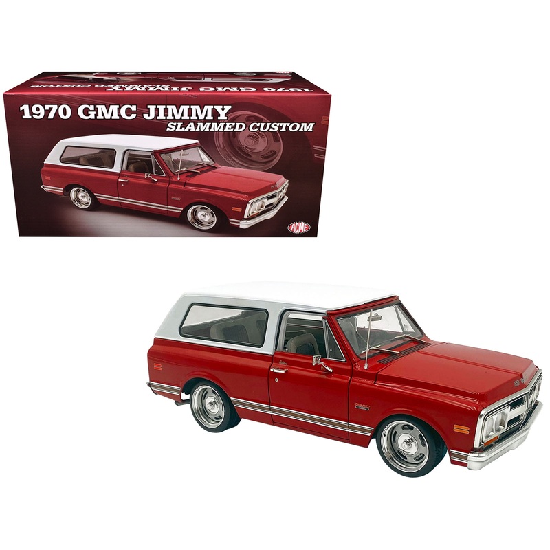 1970 GMC Jimmy Red Metallic with White Top “Slammed Custom” Limited Edition to 402 pieces Worldwide 1/18 Diecast Model Car by ACME